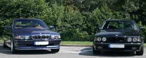 zwei Alpina-Generationen: ein B12 6.0 (E38) und ein B12 5.0 (E32)