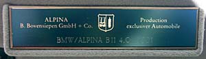 Alpina B11 4.0 Typschild