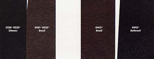 lieferbare Nappalederfarben (Teil 2) und Naturleder Buffalo-Farben im BMW 750i/iL des Modelljahres 1991