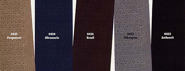 lieferbare Velours Stoffpolsterfarben im BMW 750i/iL des Modelljahres 1991