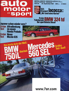 BMW 750iL wird auf dem Titel der auto, motor und sport zum besten Auto der Welt gek�rt