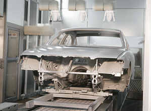 Application of the base coat with high-speed rotation tools in the BMW plant Dingolfing / Germany