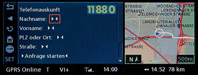 Firmen- und Privatadressen k�nnen schnell gefunden und direkt ins Telefon oder Navigationssystem �bernommen werden.