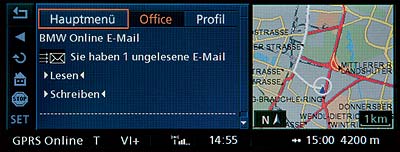 E-Mails k�nnen direkt im Fahrzeug empfangen und angezeigt werden.