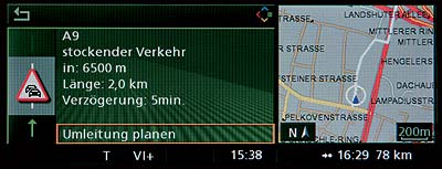 Der Fahrer wird �ber die Funktion �V-Info+� st�ndig �ber das aktuelle Verkehrsgeschehen informiert